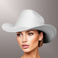 Fashion Cowboy Hat White Metallic Finish Stylish Statement Accessory