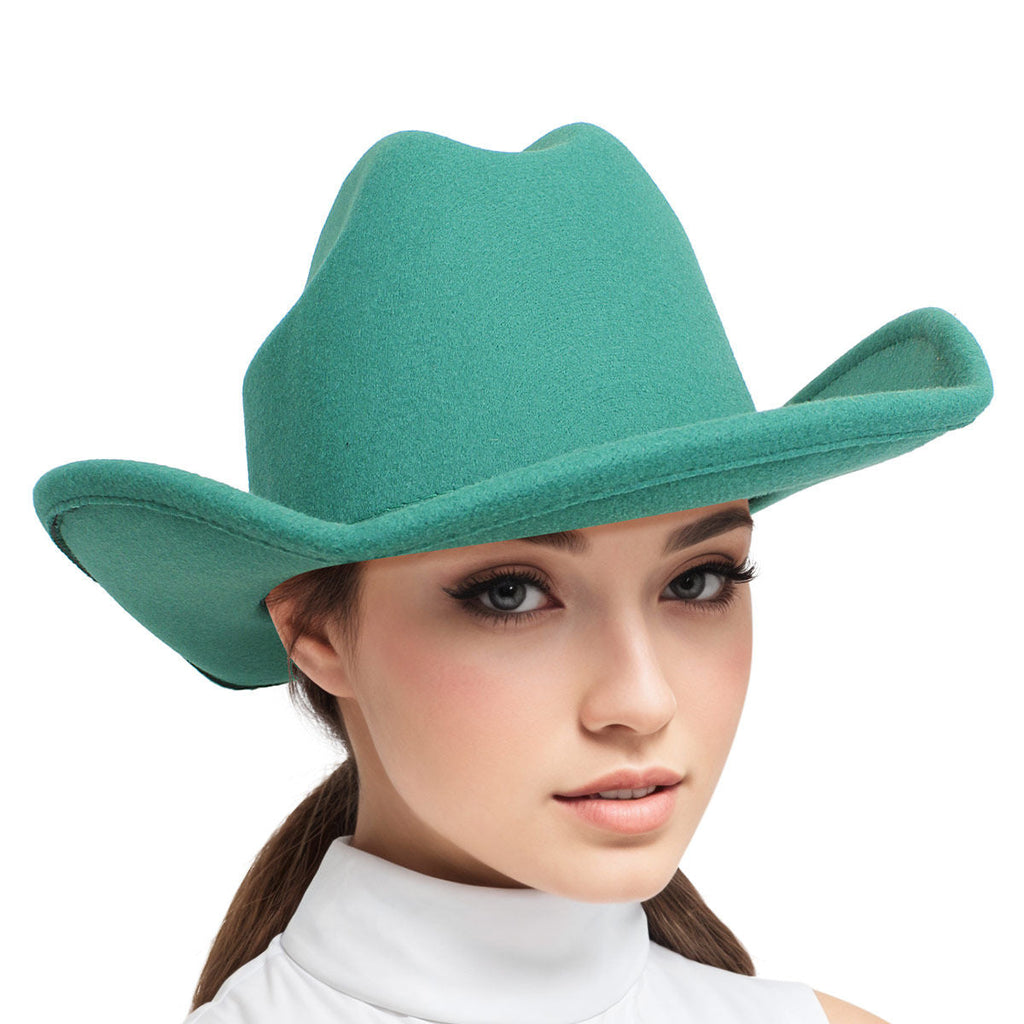 Western Cowboy Hat Green Felt Stylish Fashion Accessory