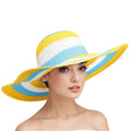 Wide Brim Straw Hat Multicolor Striped Stylish Summer Accessory