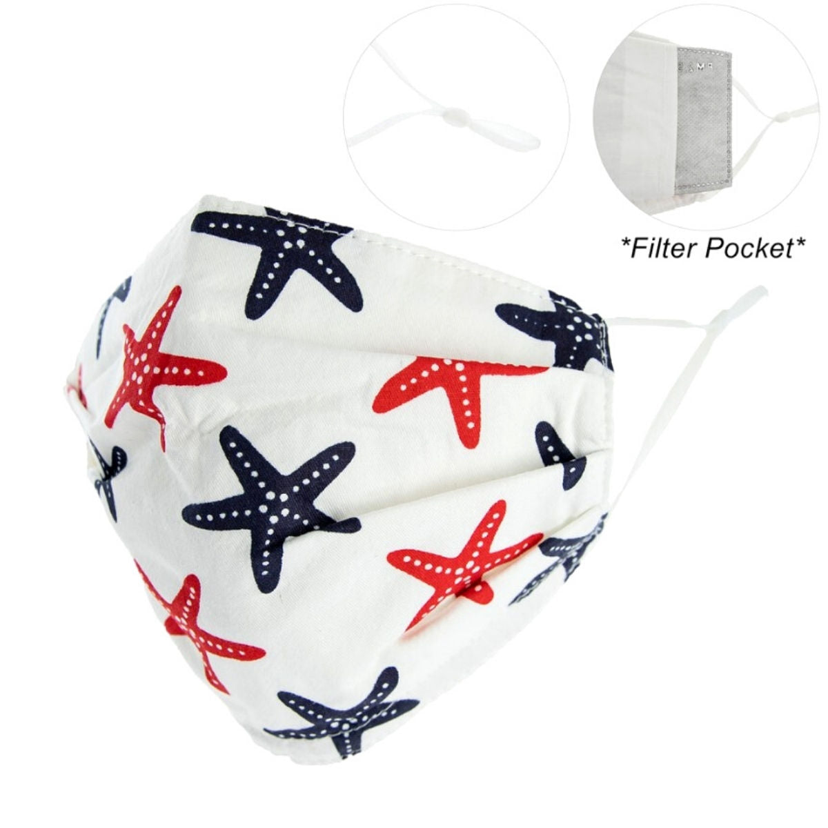 Fashion Face Mask White with Starfish Print Stylish Accessory