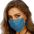 Fashion Mesh Mask with Aqua Rhinestone Detail, Stylish Statement Accessory