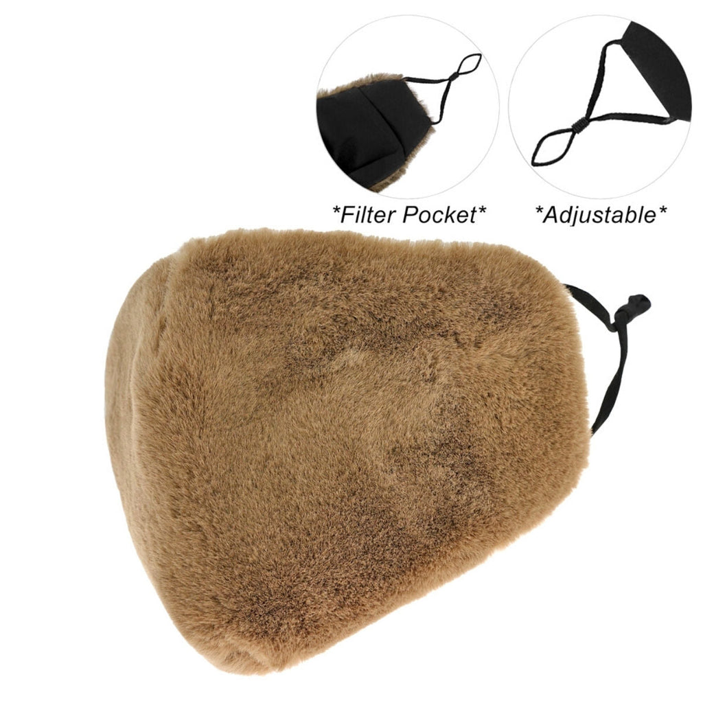 Faux Fur Fashion Mask in Light Brown – Stylish Casual Accessory