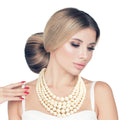 Statement Layered Ivory Bead 5 Strand Necklace