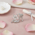 Fashion Brooch Silver Pin Clear Crystal High Heel Flower Statement Accessory