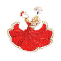 Stone Brooch Red Dancing Pair Stylish Statement Jewelry Accessory