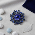Statement Brooch Large Navy Royal Blue Snowflake Flower Pin