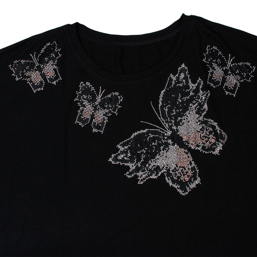 Women’s Bat Wing Sleeve T-Shirt Black Butterfly Casual Stylish Top