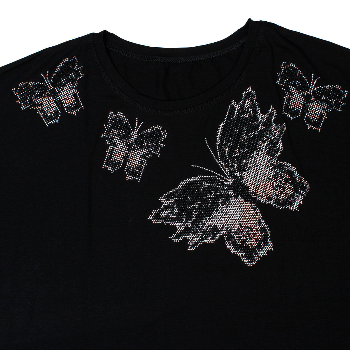 Women’s Bat Wing Sleeve T-Shirt Black Butterfly Casual Stylish Top