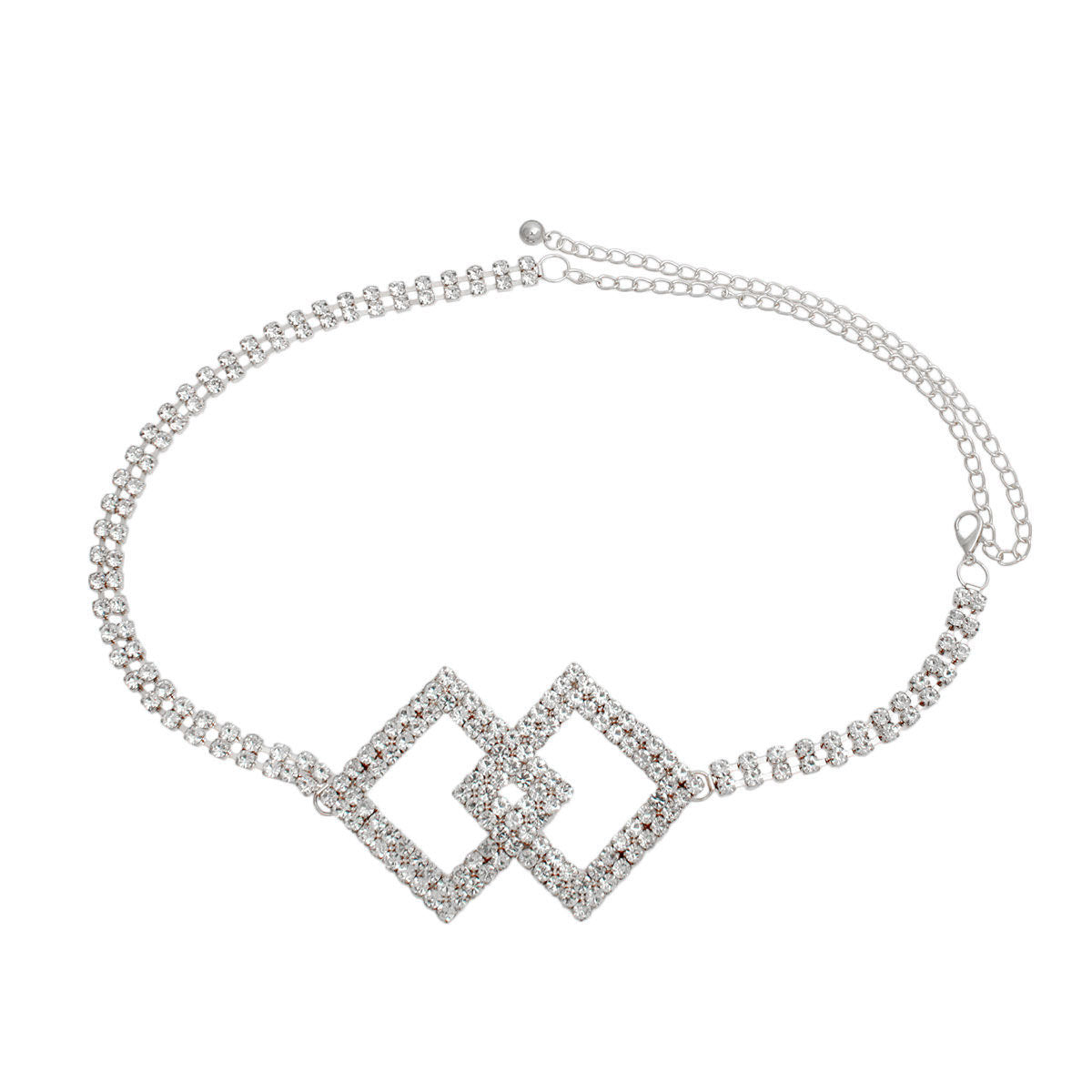 Diamond Chain Belt Silver Embellished Stylish Statement Accessory