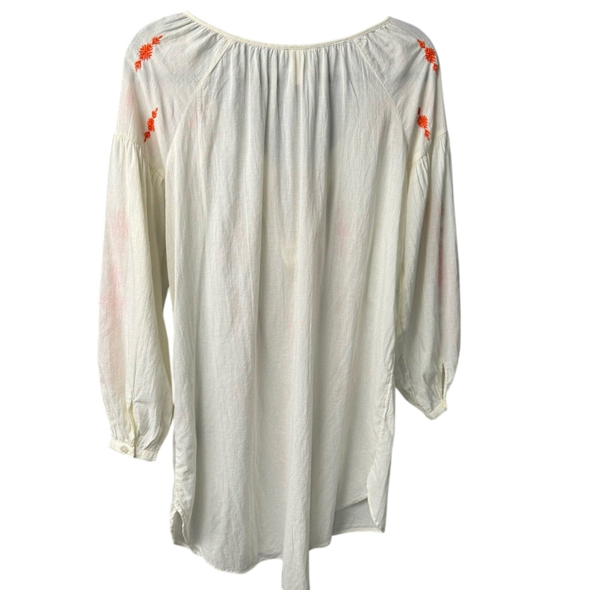 H&M Womens Size 4 Embroidery Geometric Floral Sheer Long Sleeve Boho Tunic Dress