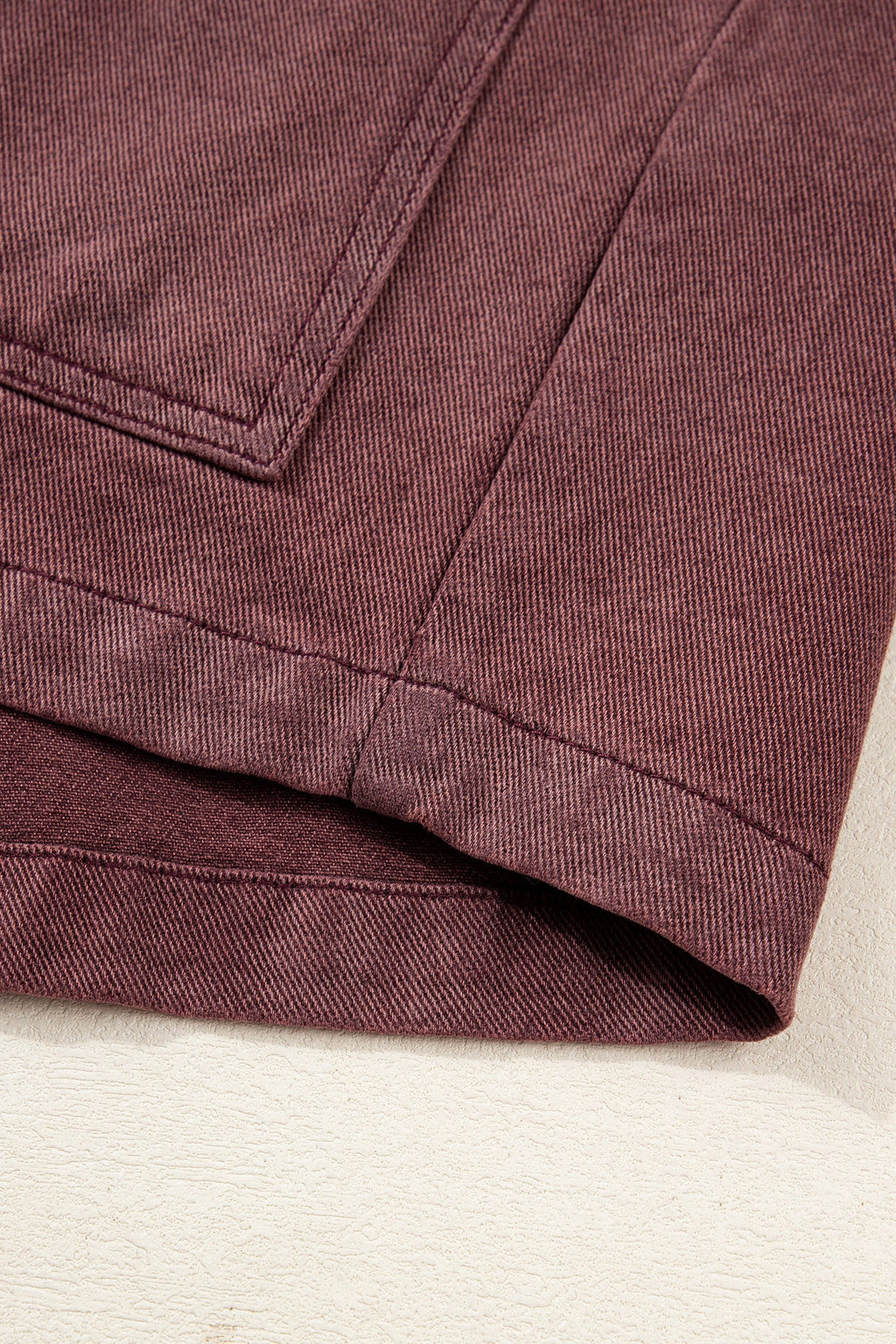 Coffee Corduroy Collar Zipped Front Denim Jacket