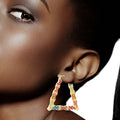 Statement Bamboo Hoops Earrings Multi Color Bling Trapezoid Stylish