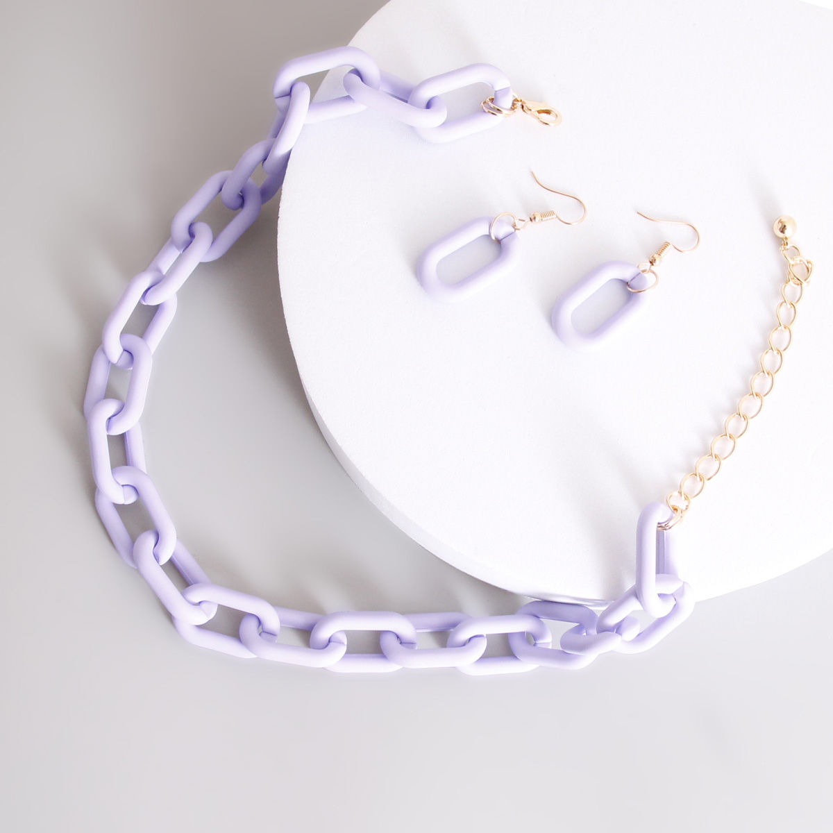 Chain Necklace Rubber Coated Lavender Stylish Statement Jewelry