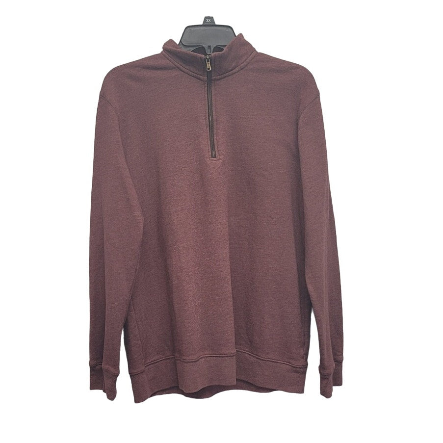 George Mens Medium PolyCotton Long Sleeve Quarter Zip Pullover Sweatshirt