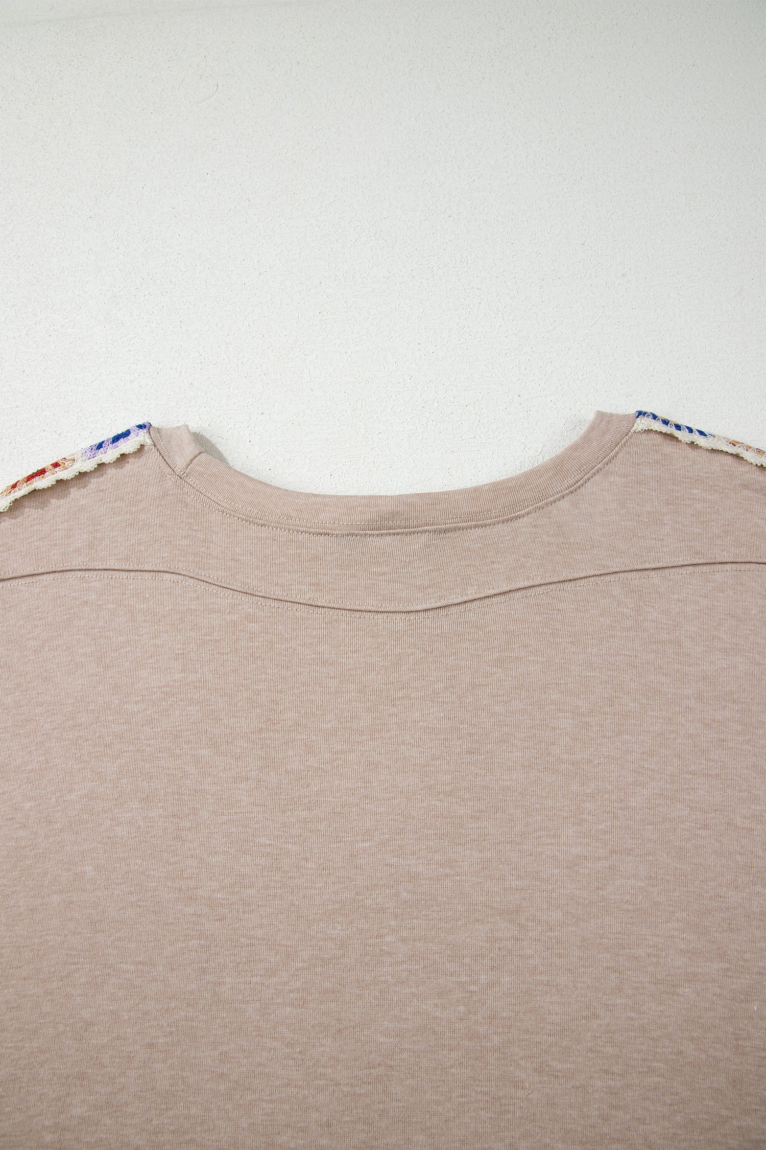 Parchment Granny Square Crochet Detail Loose T Shirt