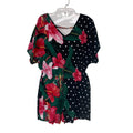 Emery Rose Womens Medium Polka Dot Floral Short Sleeve V Neck Back Zip Romper