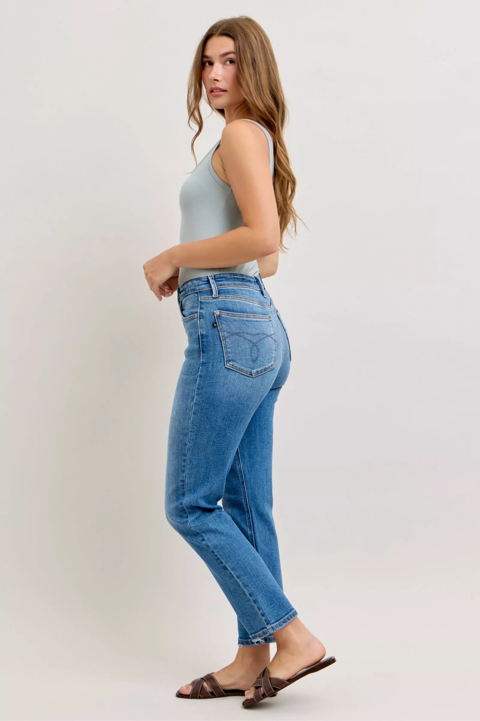 High-Waisted Straight-Leg Jeans