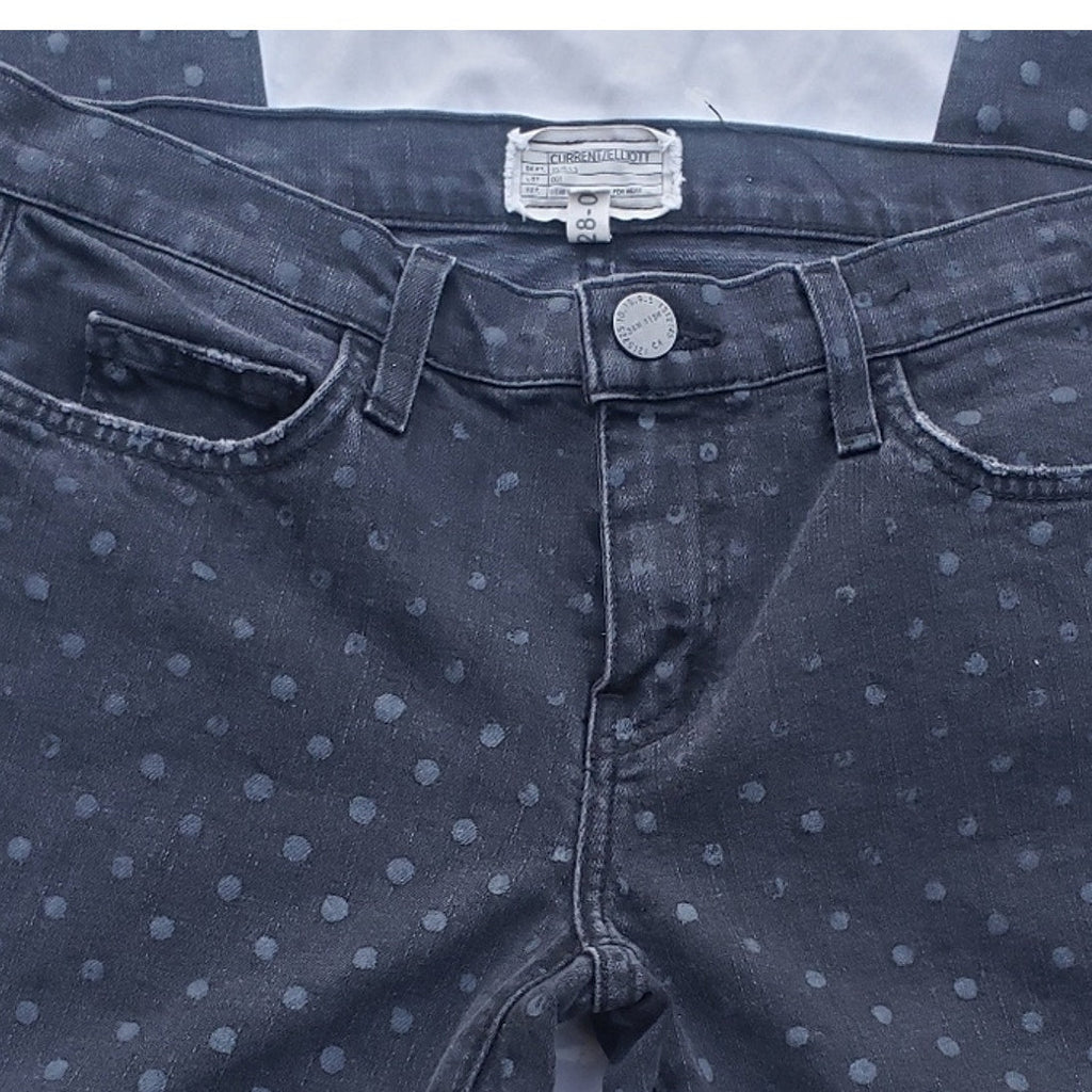 Current Elliot Womens Size 28 Black Polka Dot Stretch Cotton Blend Jeans 28