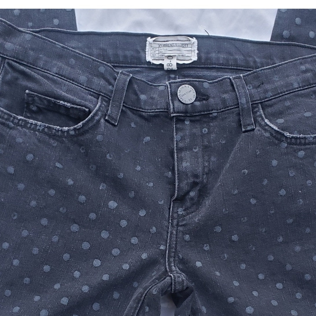 Current Elliot Womens Size 28 Black Polka Dot Stretch Cotton Blend Jeans 28