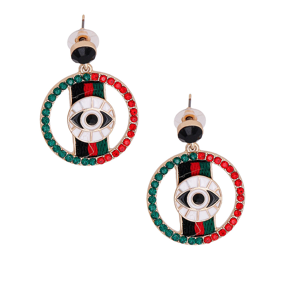 Striped Circle Statement Earrings – Trendy Fashion Jewelry Accessory