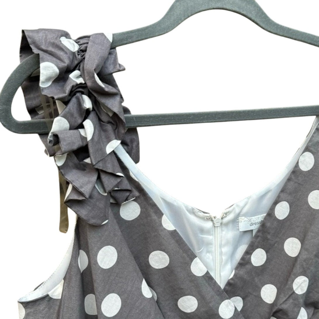 Dress Barn Women Size 14 Polka Dot Lined V Neck Thin Strap A Line Dress