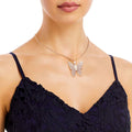 Butterfly Necklace Rose Gold Dipped Real Leaf Stylish Statement Jewelry