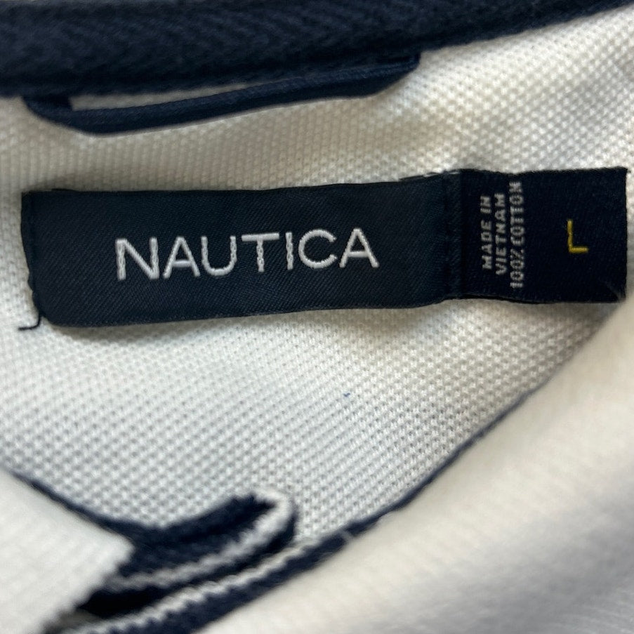 Nautica Mens Large Multi Striped 100% Cotton Short Sleeve Collared Polo Shirt