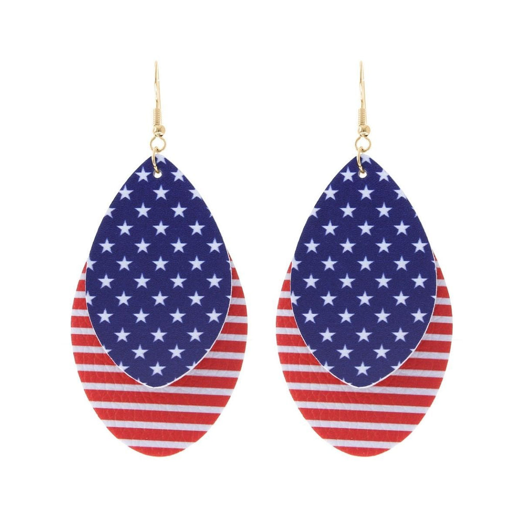 Teardrop Layer Earrings American Flag Stylish Statement Jewelry