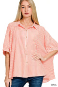 Oversized Stripe Button Down Shirt