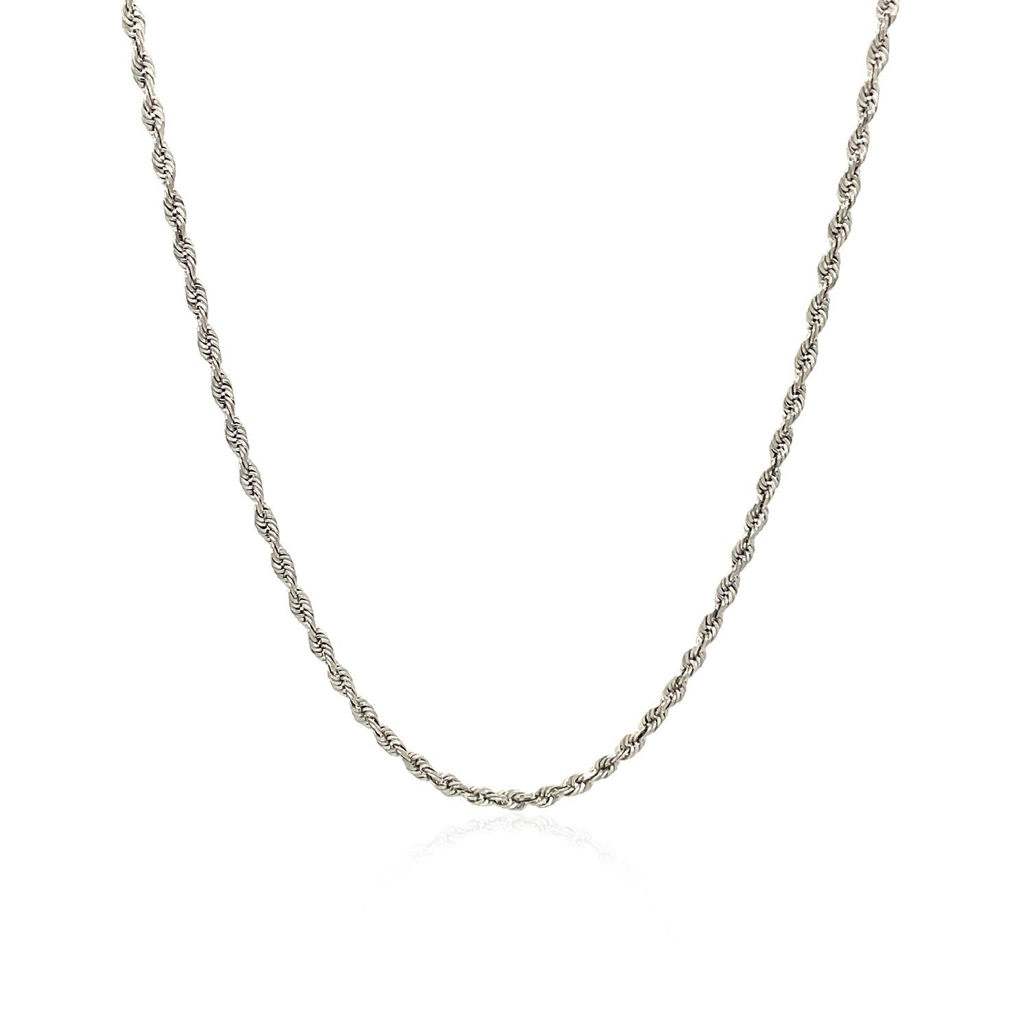 10k White Gold Solid Diamond Cut Rope Chain 1.5mm