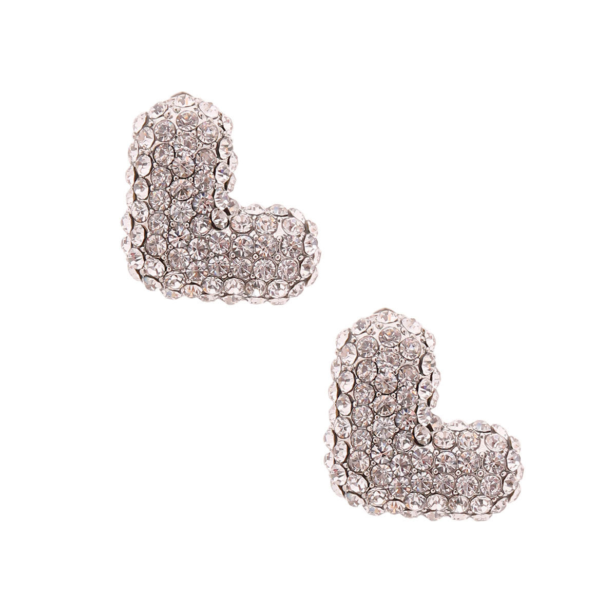 Silver Rhinestone Stud Earrings Stylish Fashion Jewelry
