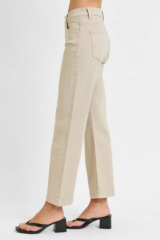 Full Size Tummy Control Mid Rise Ankle Straight Jeans Plus Size