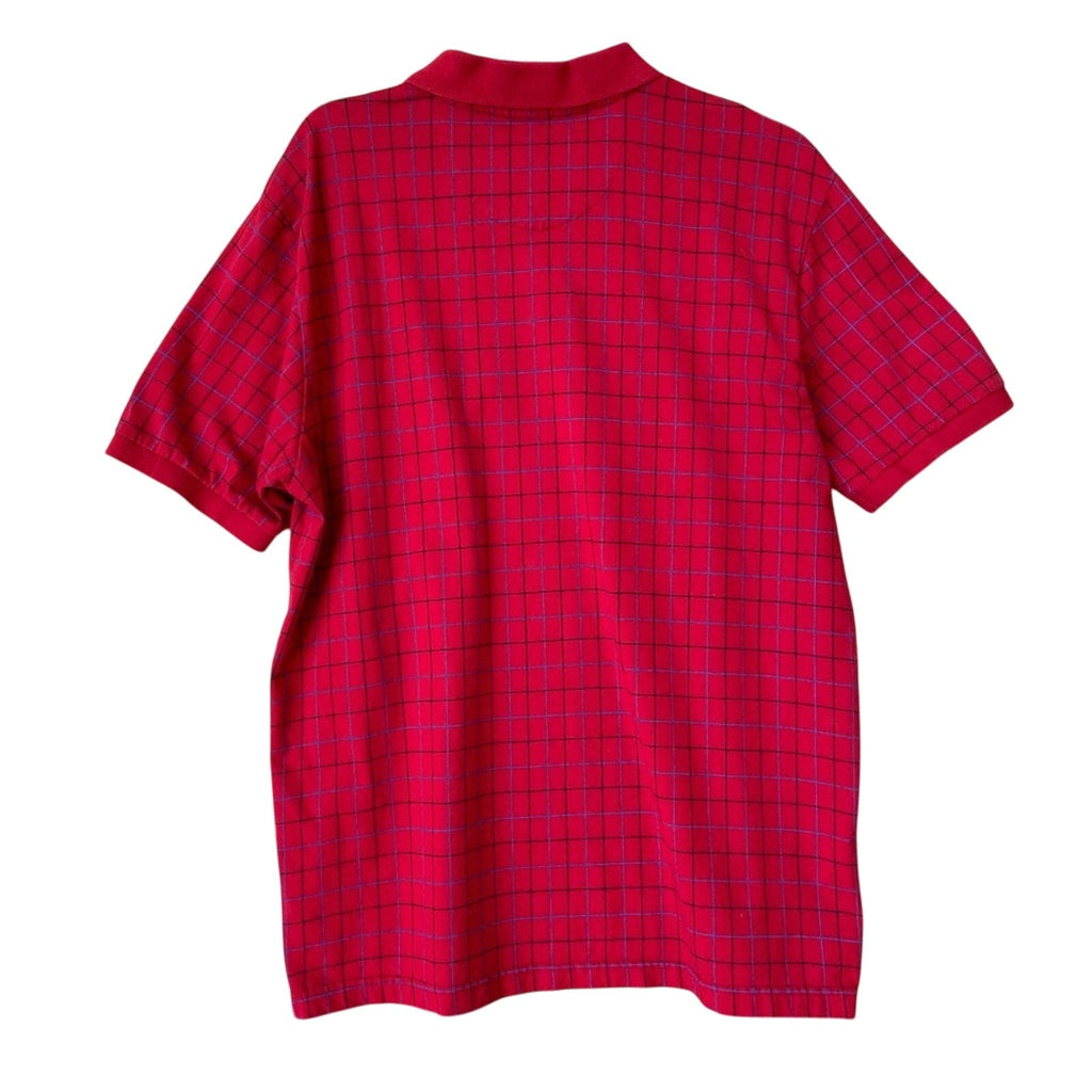 Chaps Mens Large 100% Cotton Window Pane Short Sleeve Collared Polo Shirt
