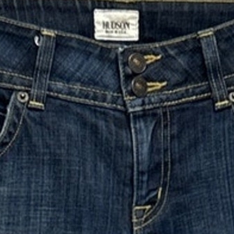 Hudson Womens Size 28 Petite Boot Cut Stretch Cotton Factory Fading Blue Jeans
