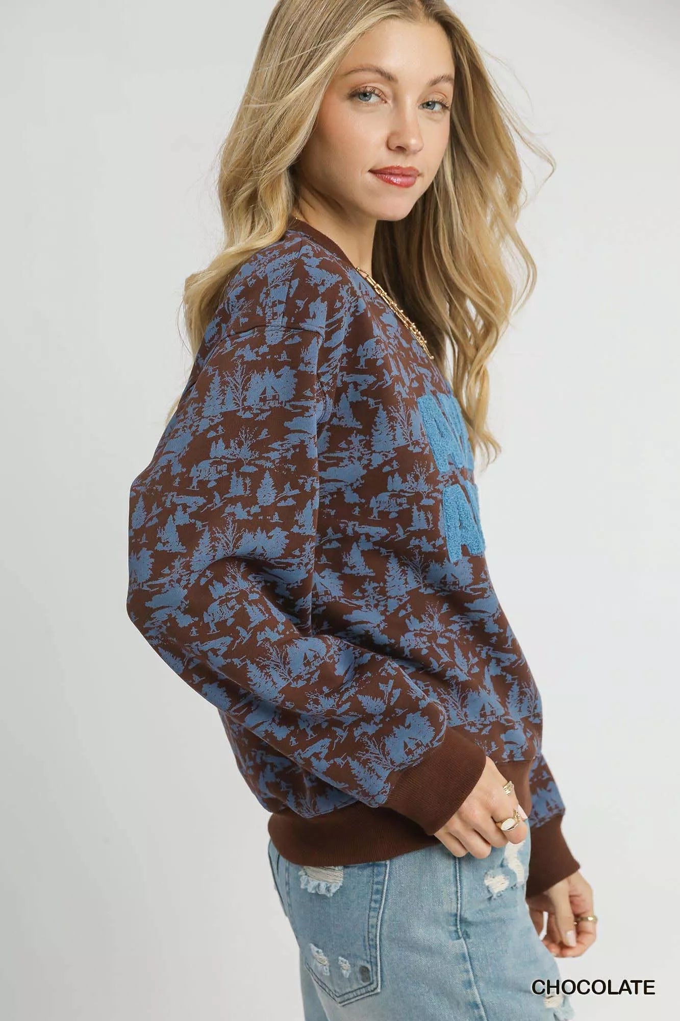 Scenic Print Cropped Sweatshirt