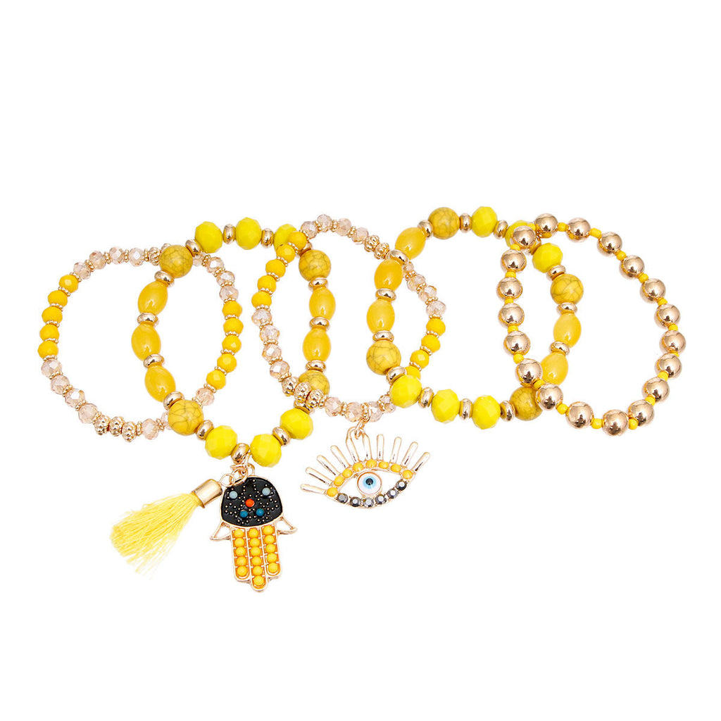 Bracelets 5 Pcs Yellow Evil Eye Trendy Stylish Accessories