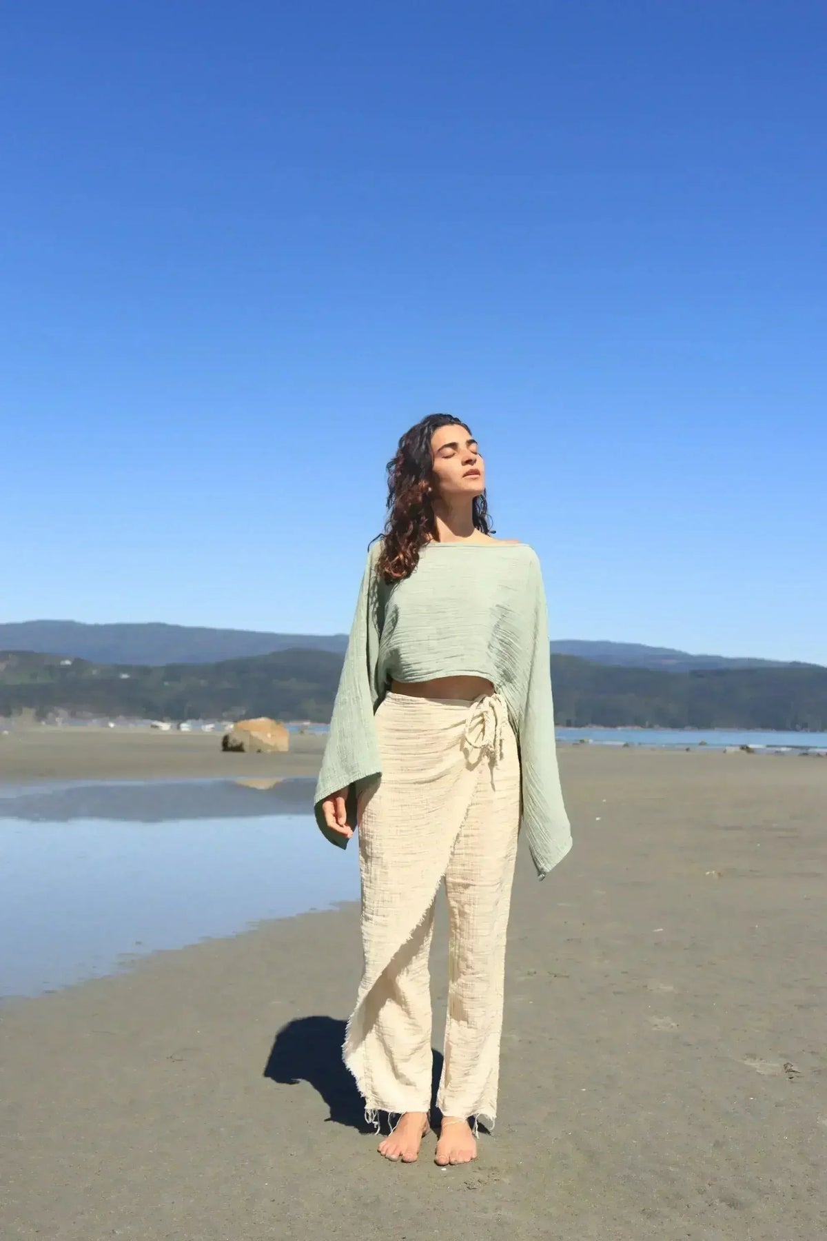 Organic Cotton Long Sleeve Crop Top - Sustainable & Handmade