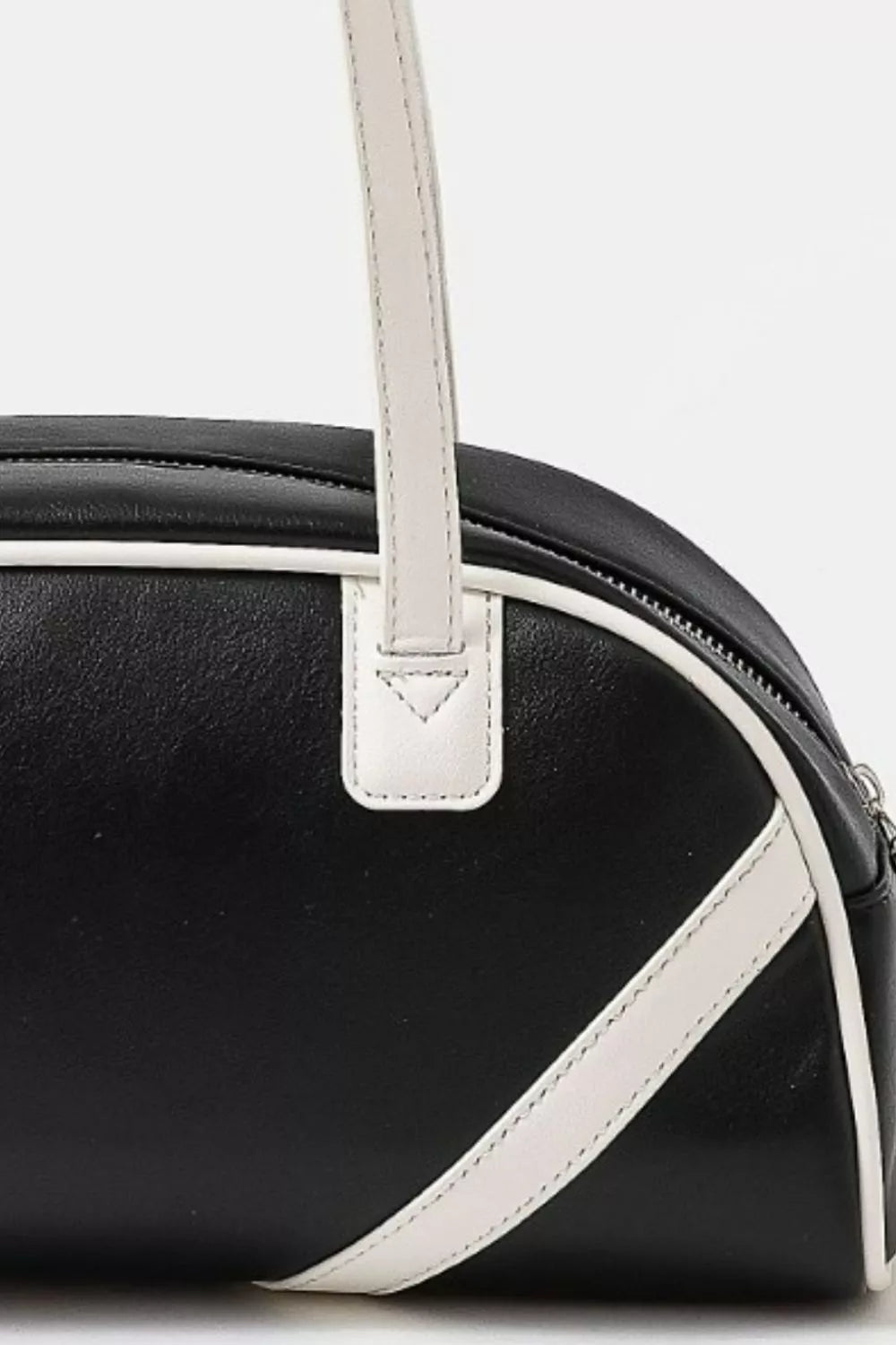 Stripe Accent Faux Leather Hand Bag
