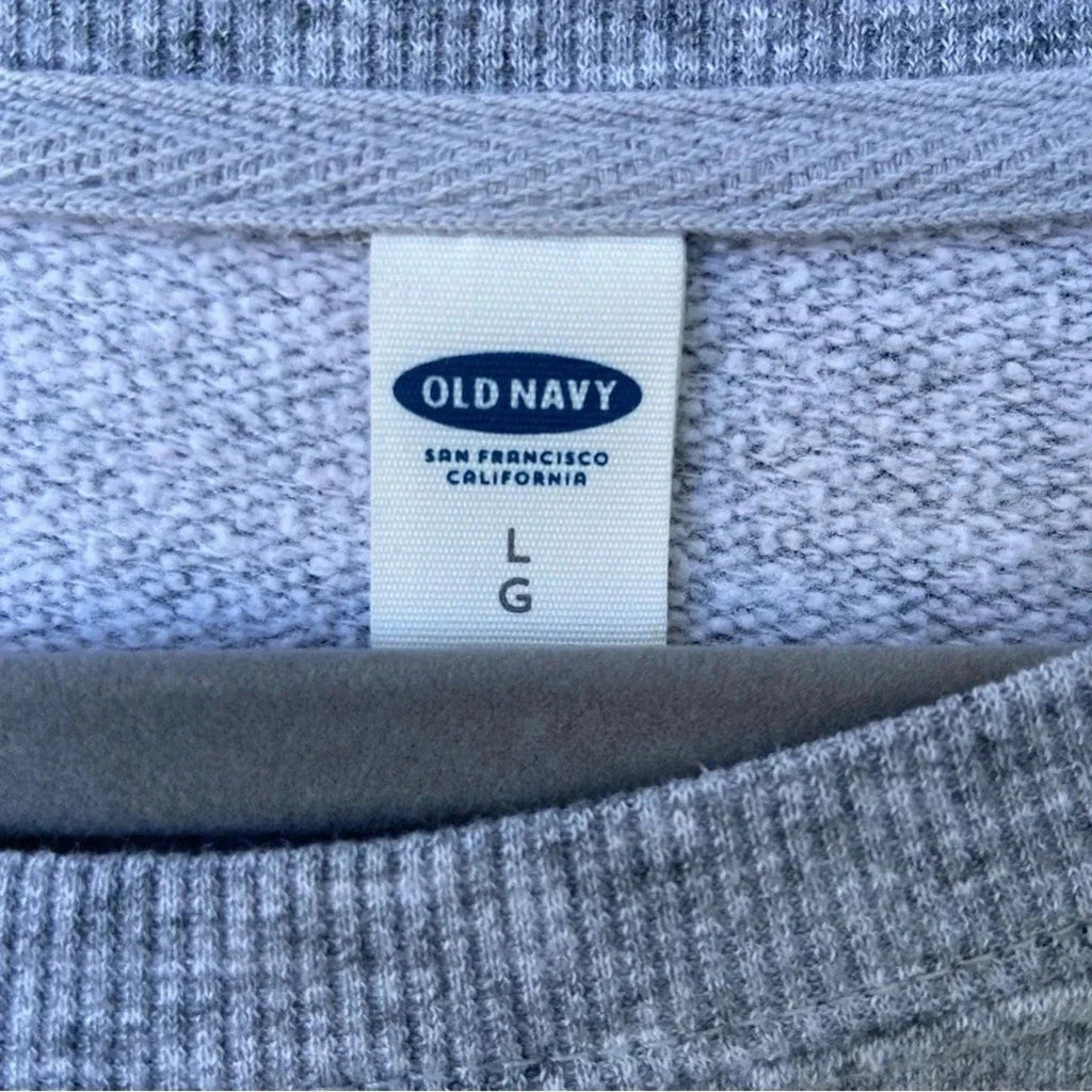 Old Navy Womens Large Heathered Gray Sunday Long Sleeve Crew Neck Sweatshirt
