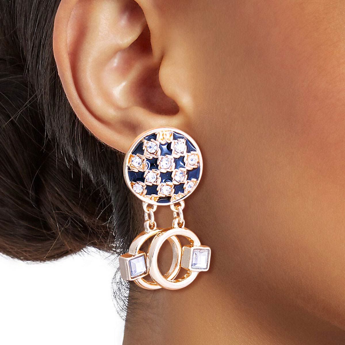 Checkerboard Stud Earrings Black Trendy Fashion Jewelry