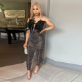 Rhinestone Deep V Jumpsuit