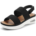 Mysoft Womens Size 8 Black Cloth Strap Open Toe Air Cushioned Walking Sandals