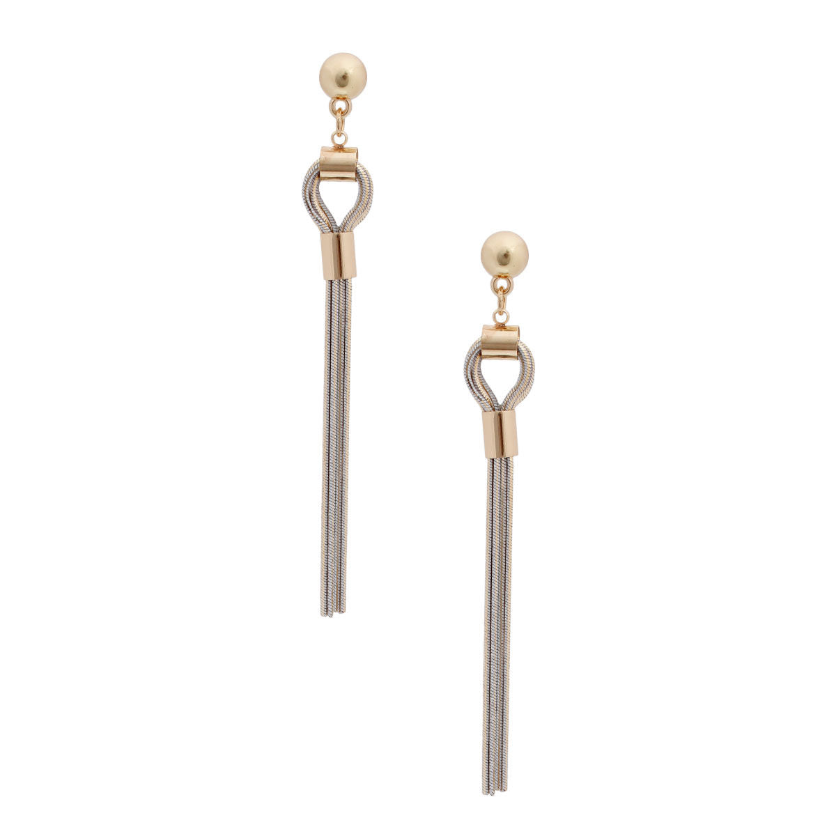 Tassel Earrings Gold Knotted Chain Stylish Statement Jewelry