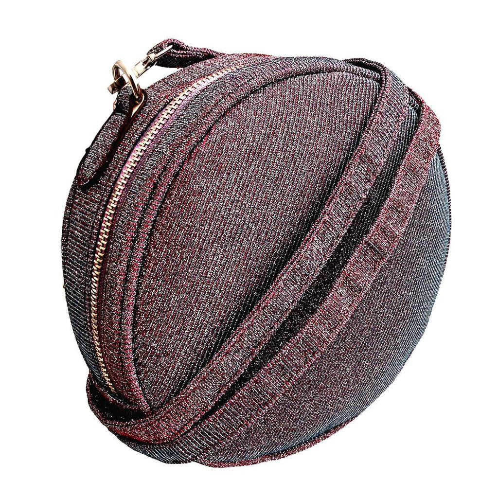 Fashion Crossbody Bag Purple Metallic Glitter Circle Stylish Chic Accessory