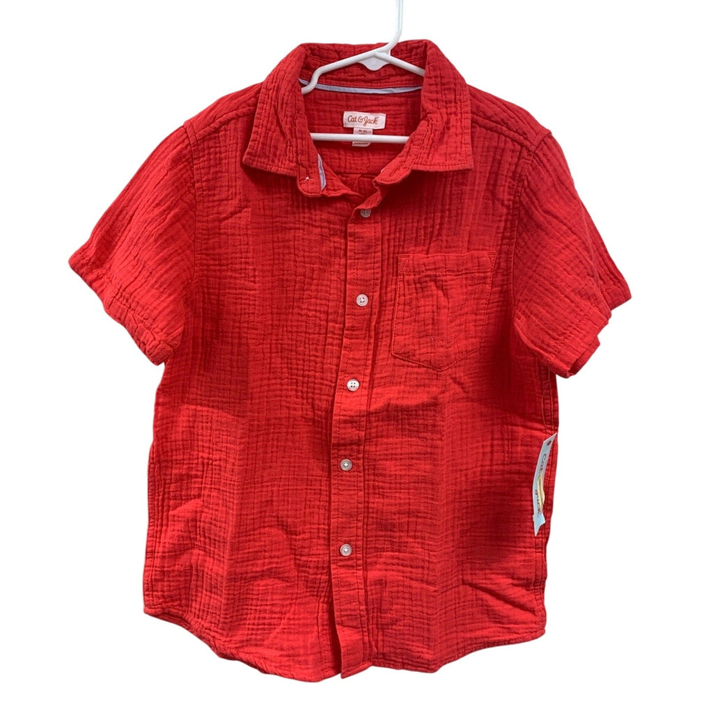 2 New Cat & Jack Boys XL Extra Large Short Sleeve 100% Cotton Button Up Shirts