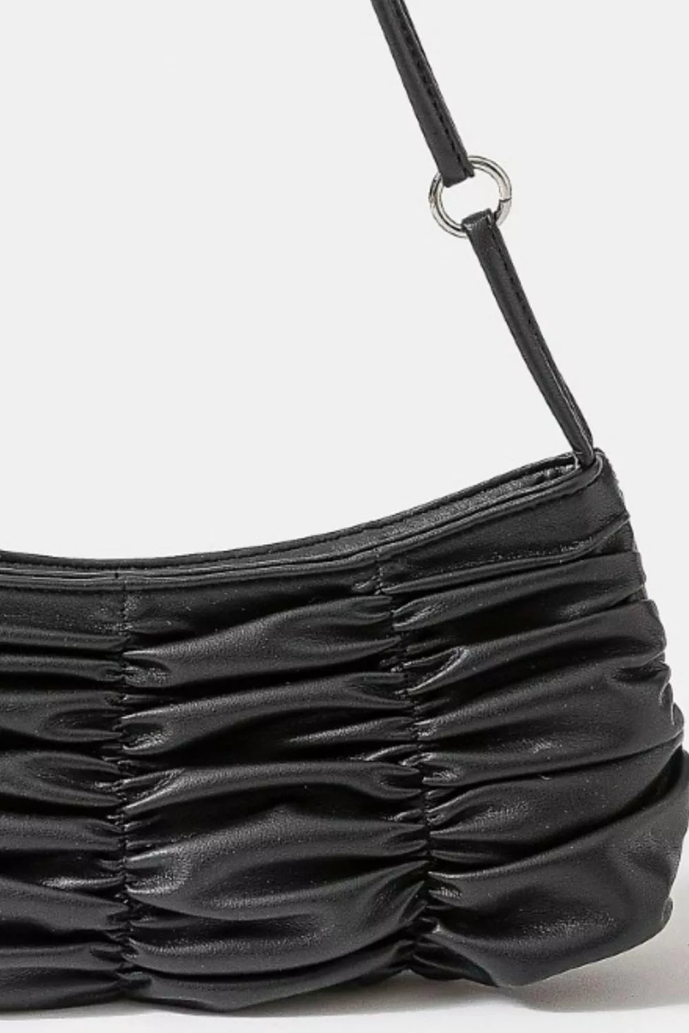 Segmented Pleated Faux Leather Hand Bag