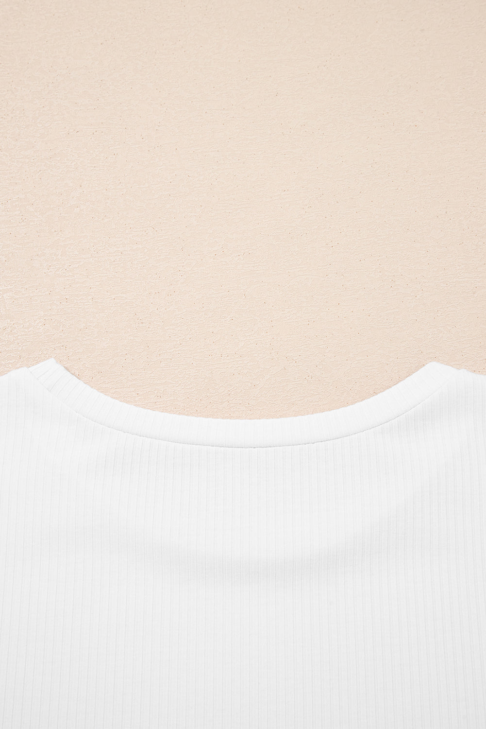 White Solid Color Ribbed Ruffled Short Sleeve T Shirt