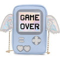 Engoinin Game Over Gamer Themed Blue Rainbow Wings Chain Crossbody Bag Purse