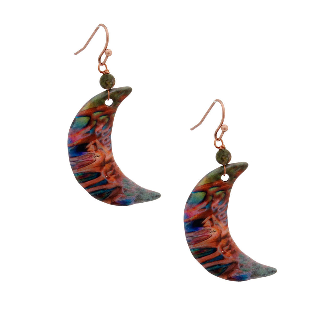 Statement Moon Earrings Rose Gold Painted Stylish Fashion Jewelry