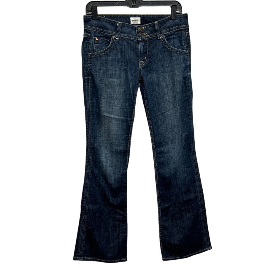 Hudson Womens Size 28 Petite Boot Cut Stretch Cotton Factory Fading Blue Jeans